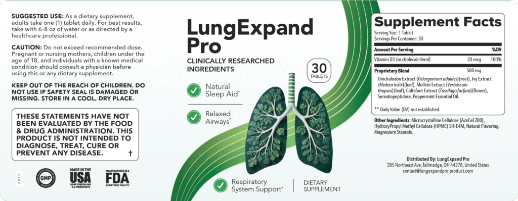 LungExpand Pro Supplement Label