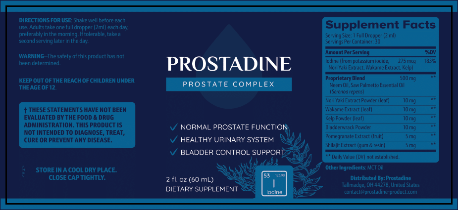 Prostadine Prostate Support Drops Label